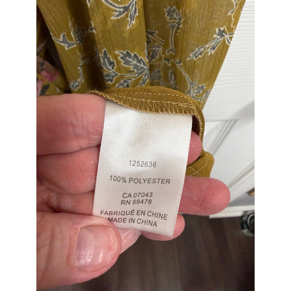 House of Harlow 1960 Mustard Yellow Floral Metallic Lurex Mini Dress Womens M - Picture 9 of 16